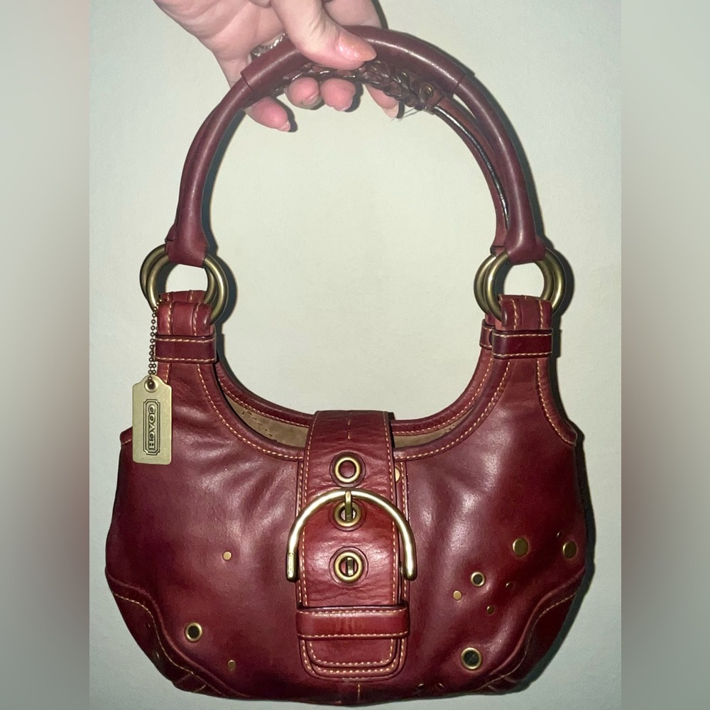 Vintage limited edition Coach SoHo Bordeaux studded hobo bag 9641
